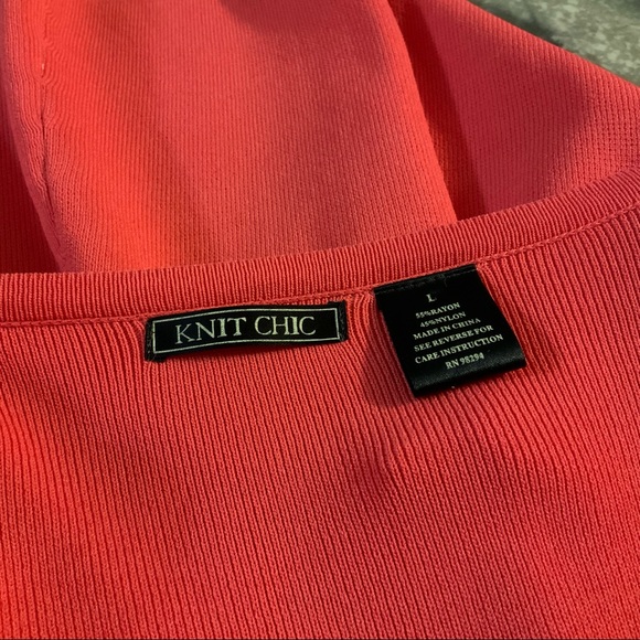 Knit Chic Coral Wood Bead Neckline Blazer Top Sz L - Picture 7 of 12